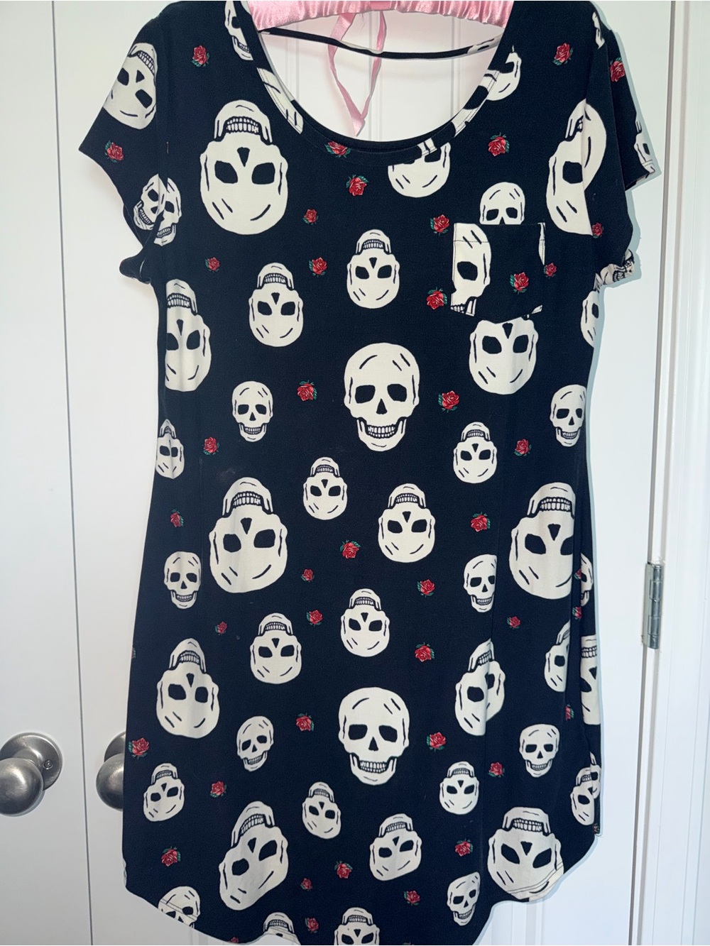 Black Skull & Rose Print Dress
